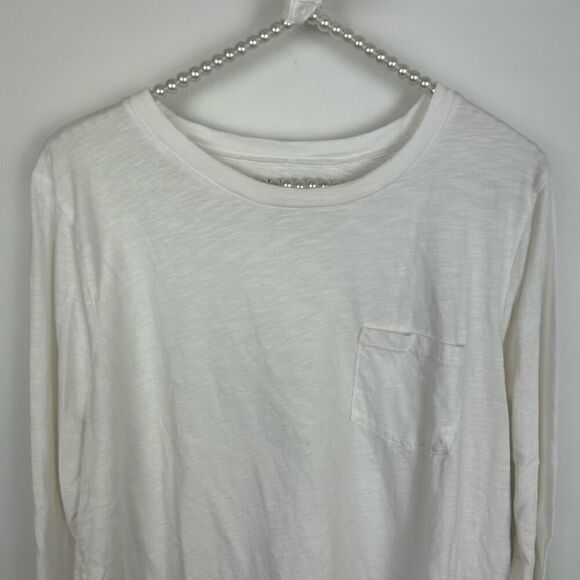 MADEWELL WOMEN'S WHITE LONG SLEEVE CREW NECK COTTON T-SHIRT Sz 1X XL pocket - Picture 7 of 13